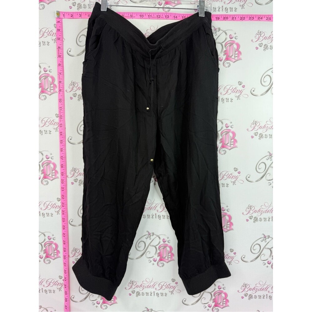 GUESS joggers Black Drawstring Jogger Pants with Ribbed Waistband